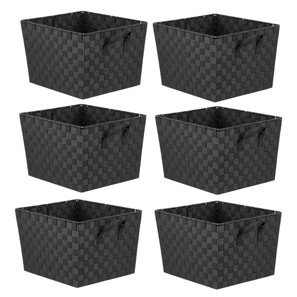 Home Basics XLarge Polyester Woven Strap Storage Bin With Handles