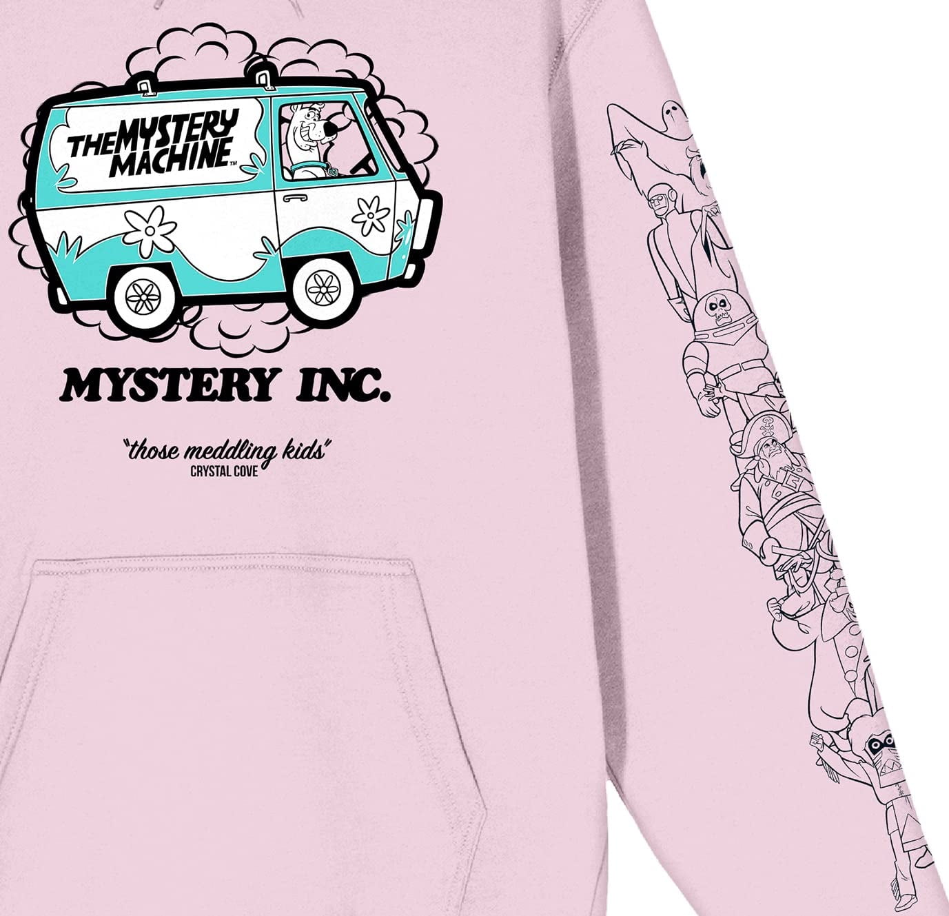 Scooby Doo Mystery Inc Local Ad Long Sleeve Cradle Pink Men's Hooded Sweatshirt-3XL