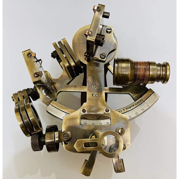 Nautical Hand-Made 6" Antique Brass Working Navigational Sextant Marine Ship Astrolabe Model Sextant