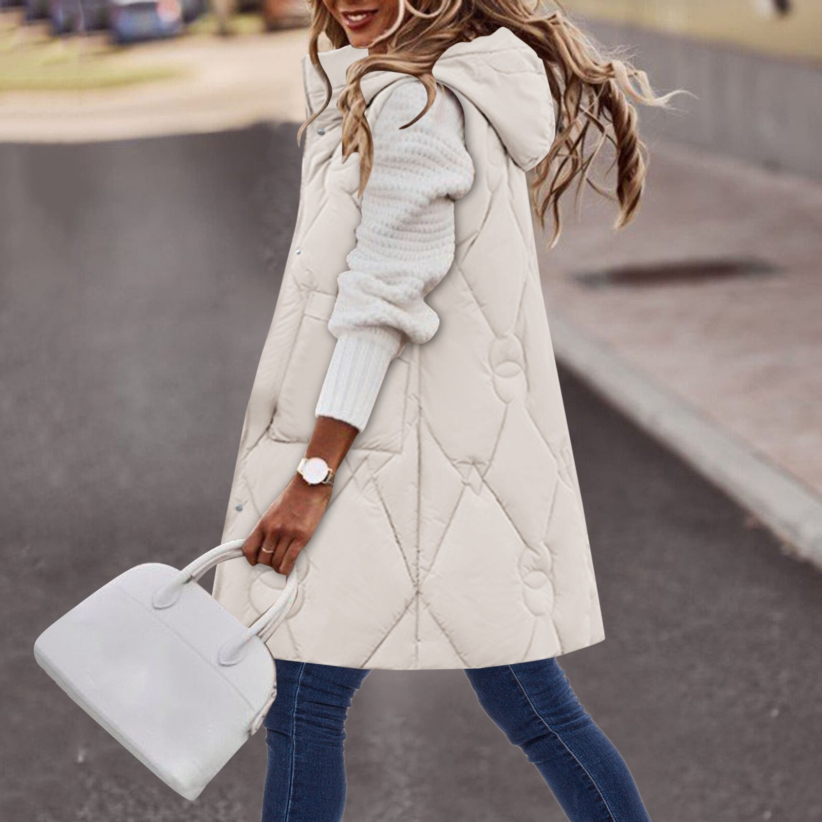 KaLI_store Womens Fleece Jacket Womens Water Resistant Winter Coat Thicken  Puffer Jacket Warm Quilted Parka Padded Windbreaker With Removable Hood -  Walmart.com
