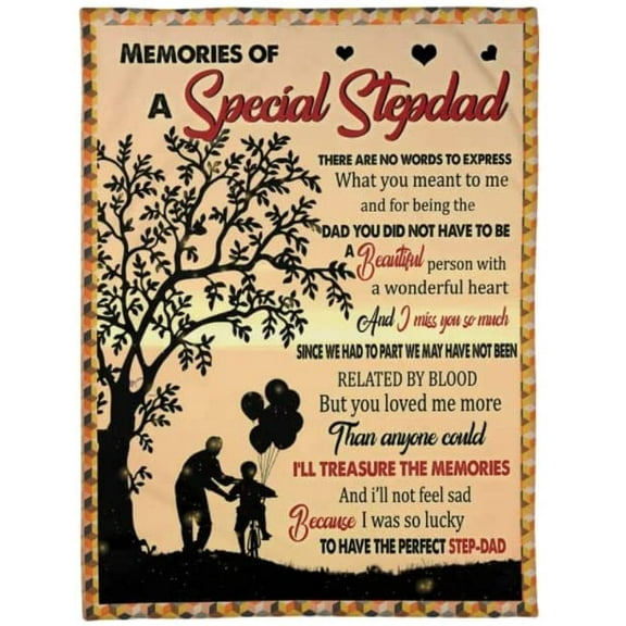 Memorial Blanket for Loss of Step Father Heaven Memories of A Special Stepdad Blanket Memorial Fleece/Blanket, 30x40in Fleece Blanket