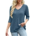 thumbnail image 4 of Womens Sweaters 3/4 Length Sleeve Casual Tunic Tops V Neck Shirts Fall Fashion Clothes 2025, 4 of 4