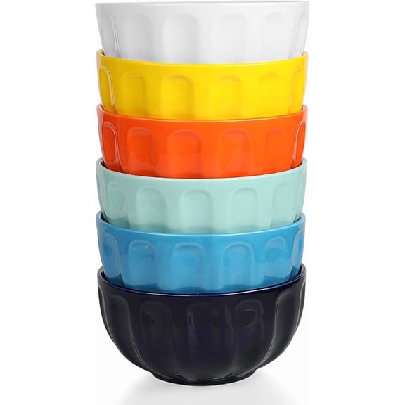 6-Piece 24 Ounce Ceramic Soup/Cereal/Rice/Dessert Bowls, Lead-Free, Dishwasher & Microwave Safe