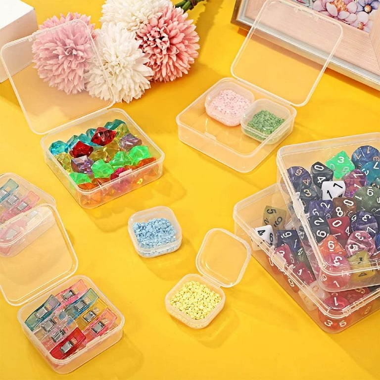 36 Pieces Small Clear Plastic Beads Storage Containers Box with Hinged Lid,  Storage Case of Small Items, Crafts, Jewelry, Hardware (4.45 x 3.3 x 1.18