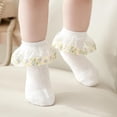 thumbnail image 4 of Baby Girls Lace Socks with Embroidered Flowers,Ruffle Princess Frilly Cotton Dress Ankle Socks for Infants & Toddlers, 4 of 6
