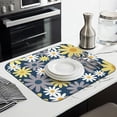 thumbnail image 3 of Microfiber Floral Dish Drying Mat with Daisy Design for Kitchen Counter Foldable Drainer Pad Spring Summer Decor 16x18 Inch, 3 of 7