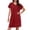 *Red, variant on ClodeEU Women's V Neck Short Sleeve Dress with Roll Tab Sleeves,Solid Color Casual Midi Dress Red,Womens Plus M
