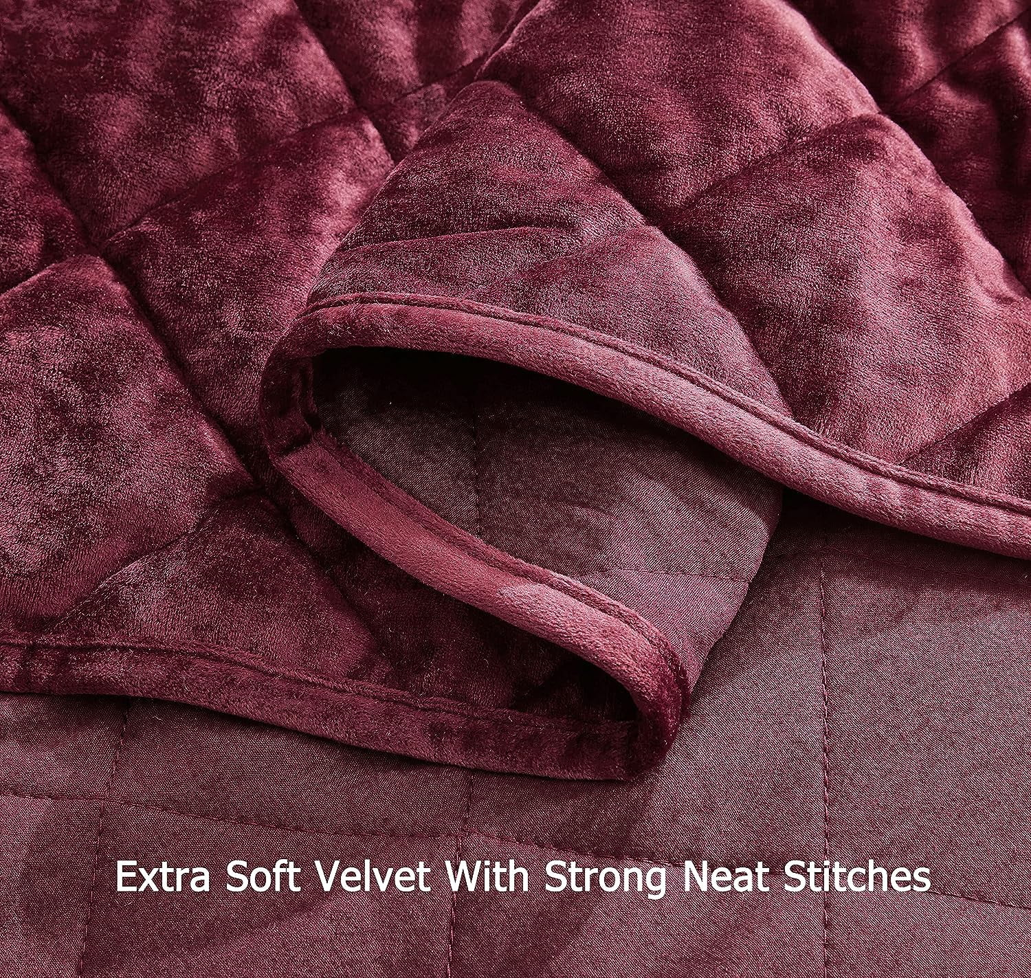 Chezmoi Collection Lux Burgundy Velvet Quilt King Set, 3-Piece Lush Plush Distressed Velvet Bedding All Season Lightweight Bedspread Brushed Microfiber Reverse with Diamond Stitch Quilting