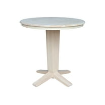 36" Soild Wood Round Top Pedestal Counter Height Dining Table with 12 in Leaf