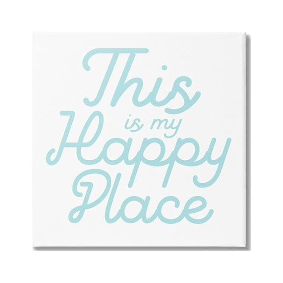 Stupell Industries Blue Happy Place Phrase Graphic Art Gallery Wrapped Canvas Print Wall Art, Design by Daphne Polselli