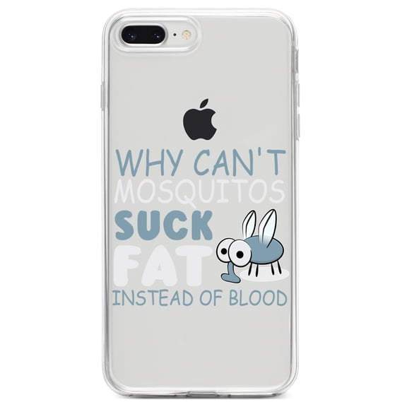 DistinctInk Clear Shockproof Hybrid Case for iPhone 7 PLUS / 8 PLUS (5.5" Screen) TPU Bumper Acrylic Back Tempered Glass Screen Protector - Why Can't Mosquitos Suck Fat Instead of Blood