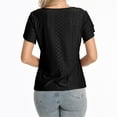 thumbnail image 3 of Wlynlyn Tops for Women Dressy Casual Petal Sleeve Shirts Asymmetrical V Neck Blouse Eyelet Work T Shirts 2024, 3 of 3