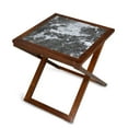 thumbnail image 3 of GrandRest Wood and Marble X-Leg Side Table, Black/Brown, 3 of 6