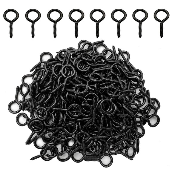 Black 200 Pcs Eyes Screw Hooks 1 Inch Screw in Hooks Jewelry Metal Ring