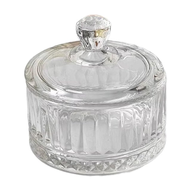 Guardoinrt Glass Candy Jar Food Canister Cookie Jar for Living jar or Room Birthday Coffee Bar Vertical Stripes