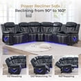 thumbnail image 3 of Power Reclining Sectional Recliner With Charging, Fabric Reclining Sectional Couch Sofa Electric Sectional Recliner USB Port, Cup Holder, Storage Console For Living Room, 3 of 8