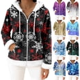 thumbnail image 5 of Women's Casual Fashion Long-Sleeve Zip-Up Fleece Hooded Cardigan with Christmas Print, Cozy and Warm for Winter Season,Gold,S, 5 of 5