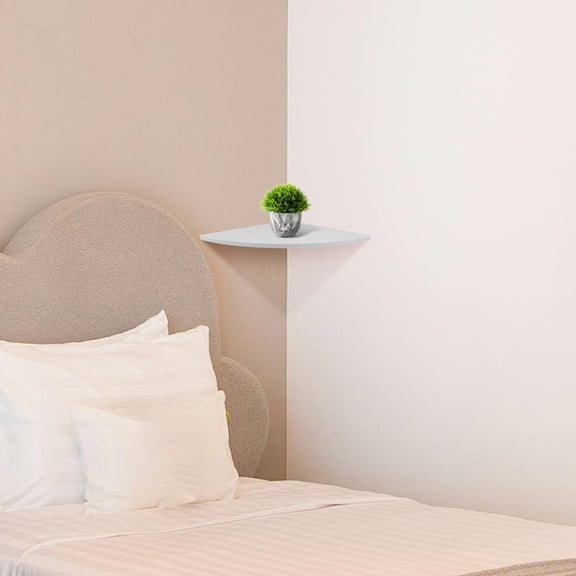 FOMIYES White Wall Corner Shelf Triangle Fan Shaped Storage for Home