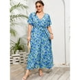 thumbnail image 3 of Yesfashion Womens Plus Size V Neck Wrap Maxi Dress High Waist Ruffle Summer Casual Dress With Belt, 3 of 5