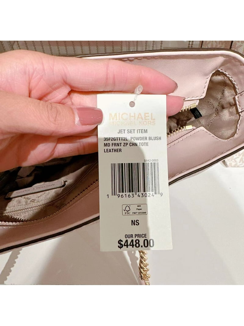 マイケルコース Michael Kors Jet Set Medium Powder Blush Leather Front Zip