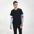 thumbnail image 2 of Lsque Red Funny Crab on Blue Stripe Cooling Arm Sleeves for Men & Women -Compression Sleeves to Cover Arms for Working,Sun Sleeves for UV Protection,Breathable, Moisture-Wicking, 2 of 8