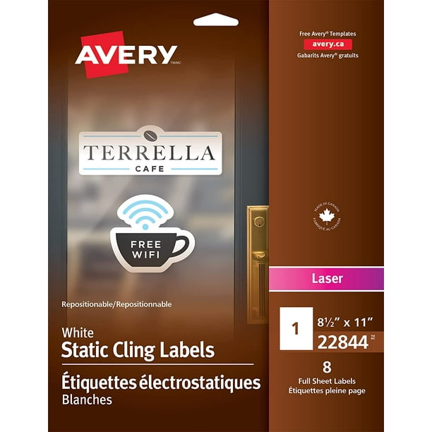 Avery Static Cling Labels, 8.5" x 11" Static Cling Labels for Laser