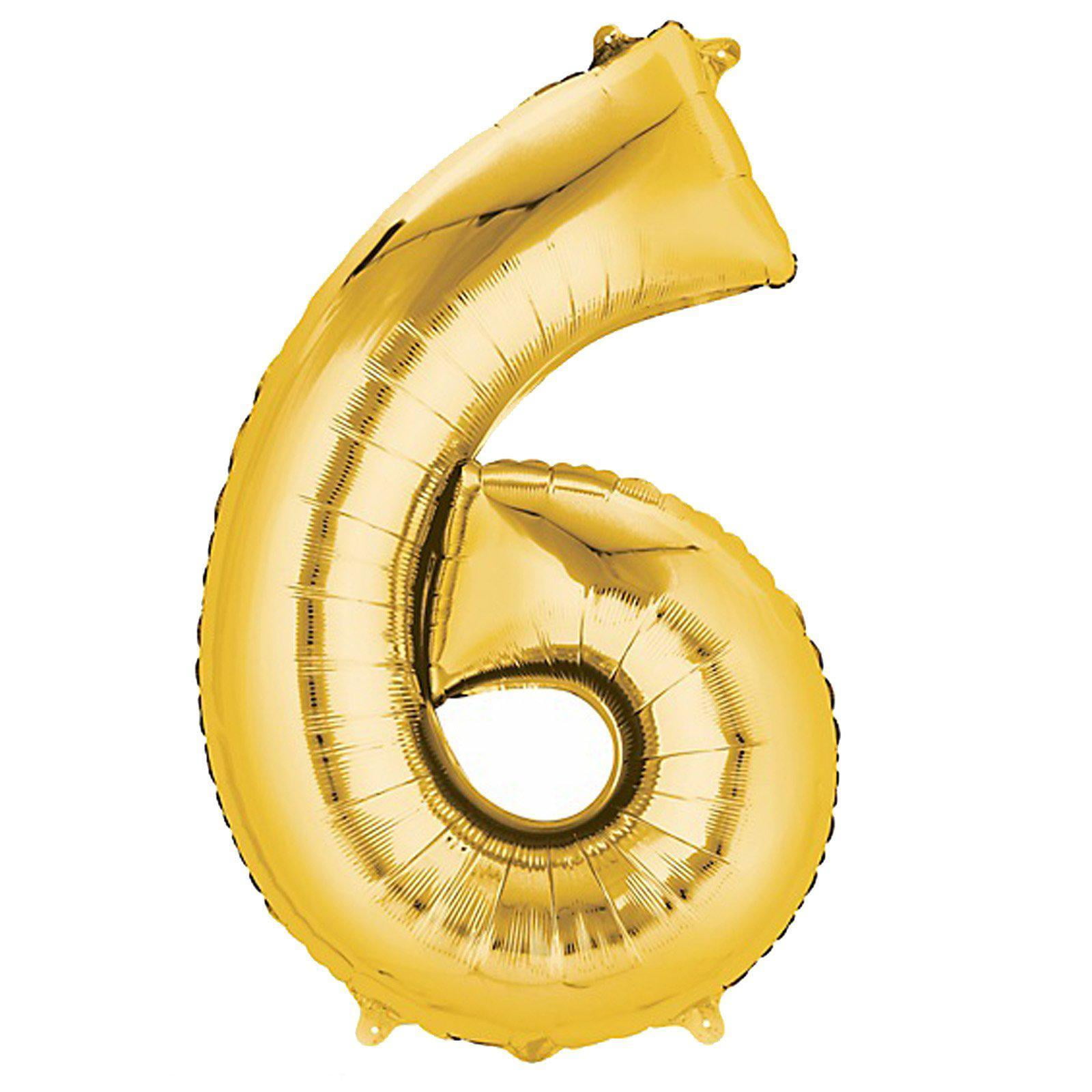 40" Gold Foil Helium Mylar Balloons Numbers 6
