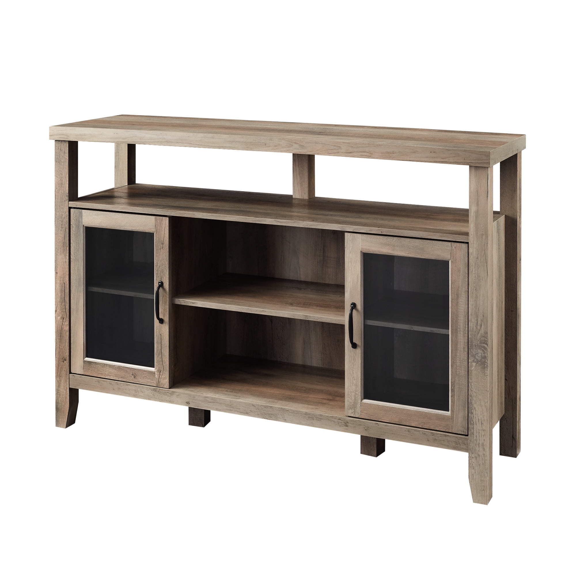 Walker Edison Rustic Glass Door Tall Buffet TV Stand for TVs up to 58", Grey Wash
