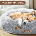 thumbnail image 2 of Calming Dog & Cat Bed for Small Dogs, Anti-Anxiety Donut Cuddler Cozy Soft Round Bed with Anti-Slip Bottom, Fluffy Faux Fur Plush Cushion Beds for Small Medium Dogs, 23"/Smoke Gray, 2 of 8