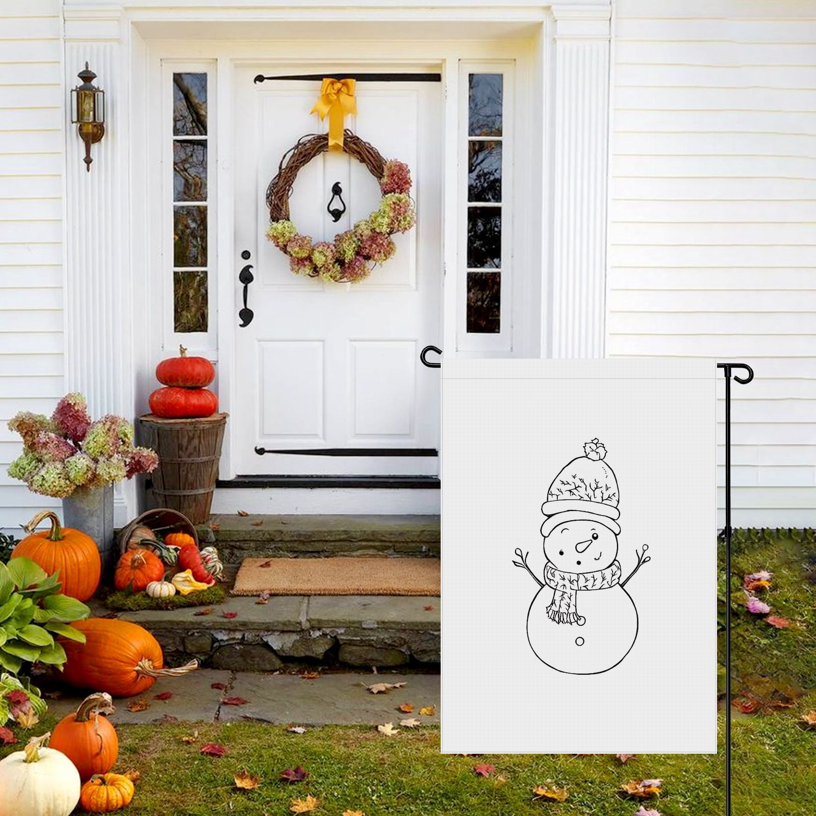 Welcome Winter Garden Flag for Outdoor - Decoration for House Front Door Farmhouse 28x40inch - Cute Cartoon Snowman House Decor - Durable Double Side Versatile Hanging Decoration