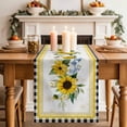 thumbnail image 2 of Table Runner 72 Inches Long for Kitchen Dining, Sunflower Dresser Scarf Farmhouse, Dining Table Decorations for Wedding/Parties, Yellow Flowers Black White Plaid Farmhouse Botanical 18 x 72 In, 2 of 8