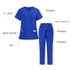 thumbnail image 4 of Ceisia Men's Solid Color V-Neck Nurse Uniform Set, Short Sleeve Scrub Top with Elastic Waist Pants for Healthcare Professionals Blue XL Gifts, 4 of 7