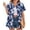 Blue Floral, variant on Ladies Button up Hawaiin Shirt Casual Floral Print Short Sleeve Blouses V Neck Cool Tropical Beach Tops