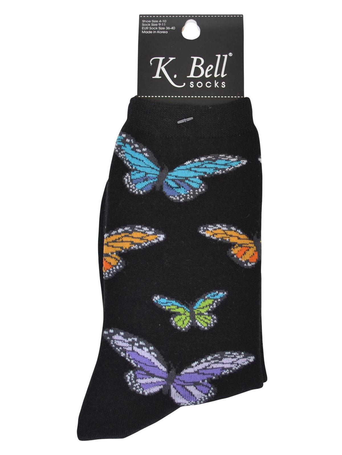 Bell Laurel Burch Women's Crew Socks 9-11 BUTTERFLIES Black Shoe 4-10 gift K 