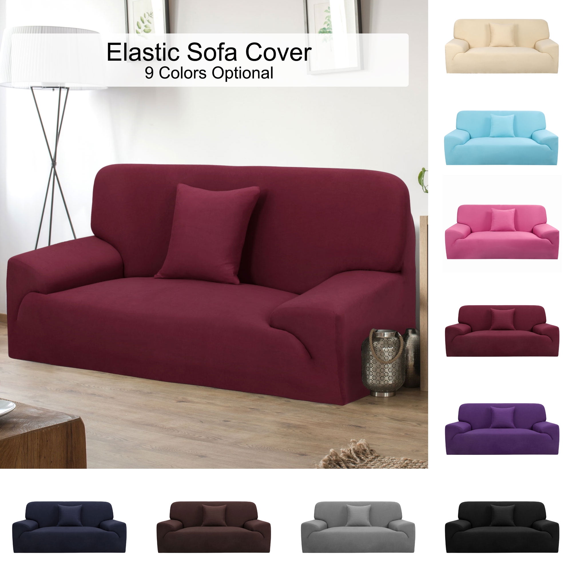Details about   1/2/3/4 Seater Stretch Sofa Settee Couch Covers Solid Color Elastic Slipcovers 