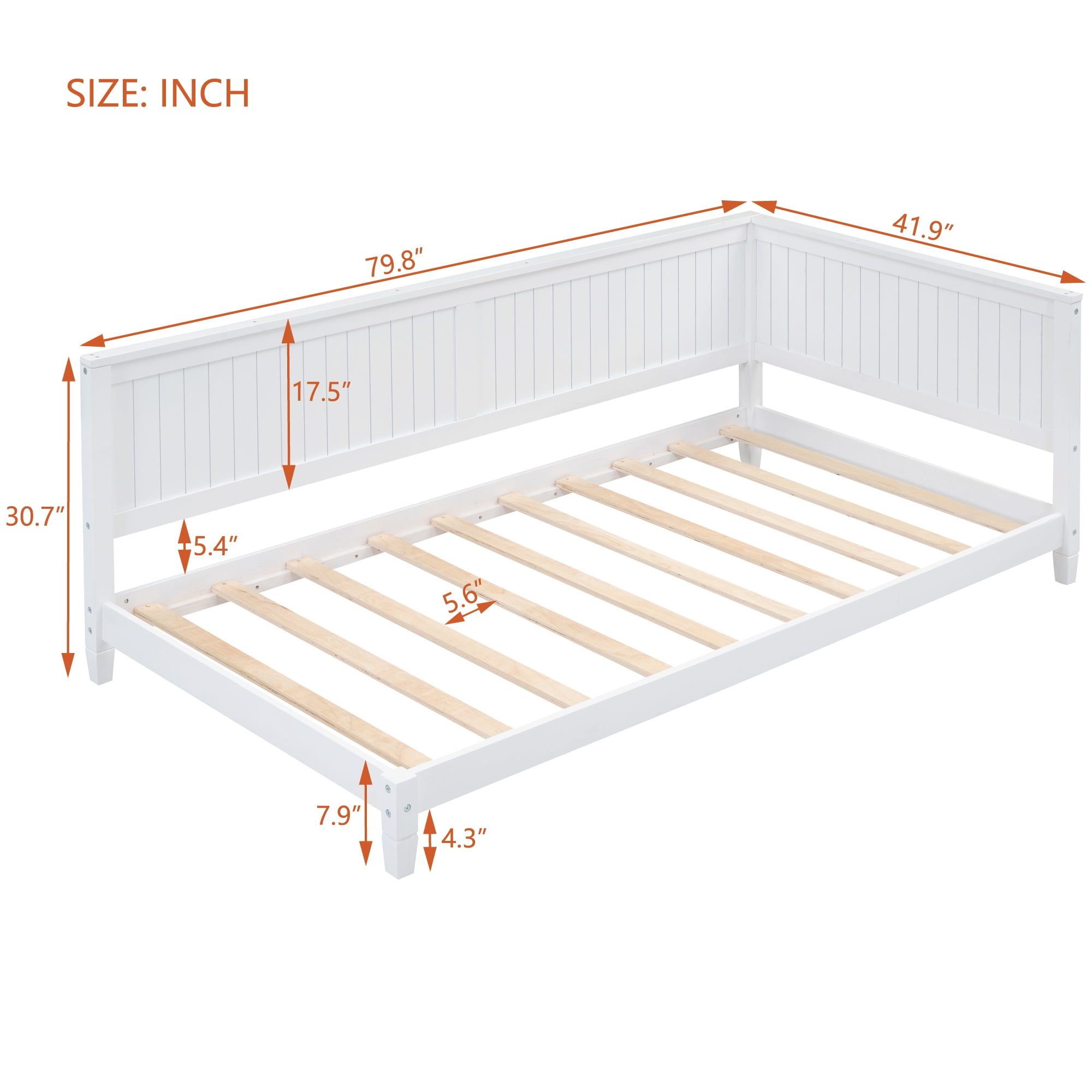 Aukfa Twin Size Daybed, Wood Sofa Bed, White