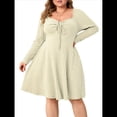 thumbnail image 1 of Vestido Casual de Mujer de Talla Grande con Cuello Cuadrado, Larga y Canalé. Albaricoque XXL, 1 of 10