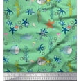 thumbnail image 1 of Soimoi Cotton Cambric Fabric Fish,Coral & Starfish Ocean Print Fabric by Yard 42 Inch Wide, 1 of 1