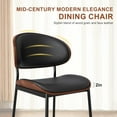 thumbnail image 3 of Modern Dining Chairs Set of 2, Mid-Century Upholstered Kitchen Chairs, Faux Leather Padded Seat with Curved Wood Back and Metal Legs, Armless Side Chairs for Dining Room, 3 of 8