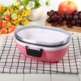 thumbnail image 3 of Oval School Office Bento Lunch Box con cuchara al aire libre Pinic plástico contenedor de alimentos rosa, 3 of 3