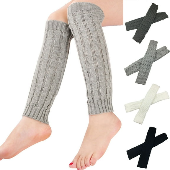 Dengjunhu 1 Pair Leg Warmers for Women Thigh High Socks Knitted Stockings Warm and Long Footless Cable Knit Crochet Warmers