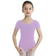 thumbnail image 1 of Aislor Filles Enfants Manches Courtes Coton Extensible Ballet Danse Gymnastique Justaucorps Tenue de Danse Violet 12, 1 of 7