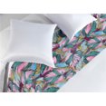 thumbnail image 2 of Tropical Bed Runner, Pastel-Colored Continuous Exotic Leaves Watercolor Ornament Art, Decorative Accent Bedding Scarf for Hotels Homes & Guest Rooms, King, Soft Pink and Cadet Blue, by Ambesonne, 2 of 3