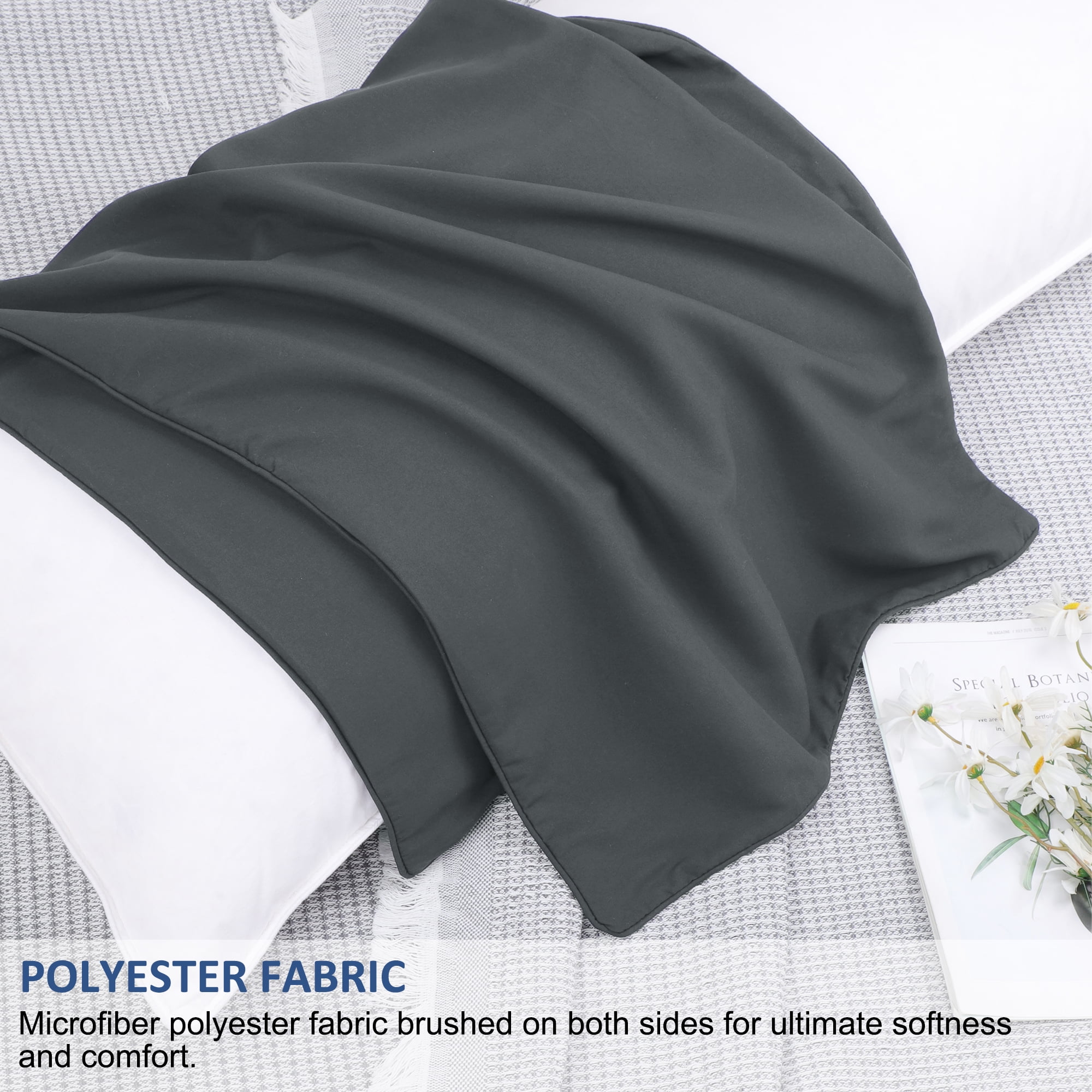Unique Bargains Brushed Zipper Closure Body Microfiber Pillowcases Dark Gray 20"x48"