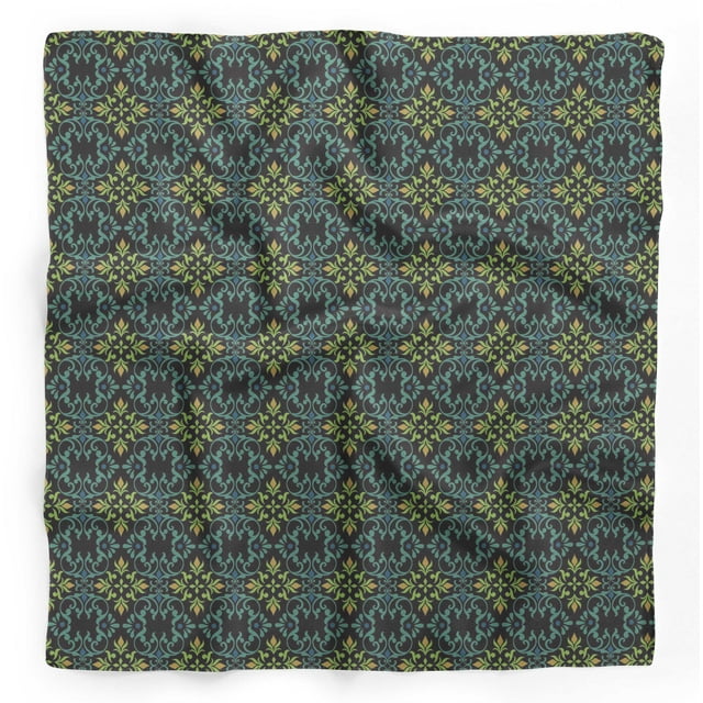 Bimba Black Vector Design Damask Printed Pure Silk Scarf Neck Wrap Summer Hair Bandanas For Women 40 x 40 Inches
