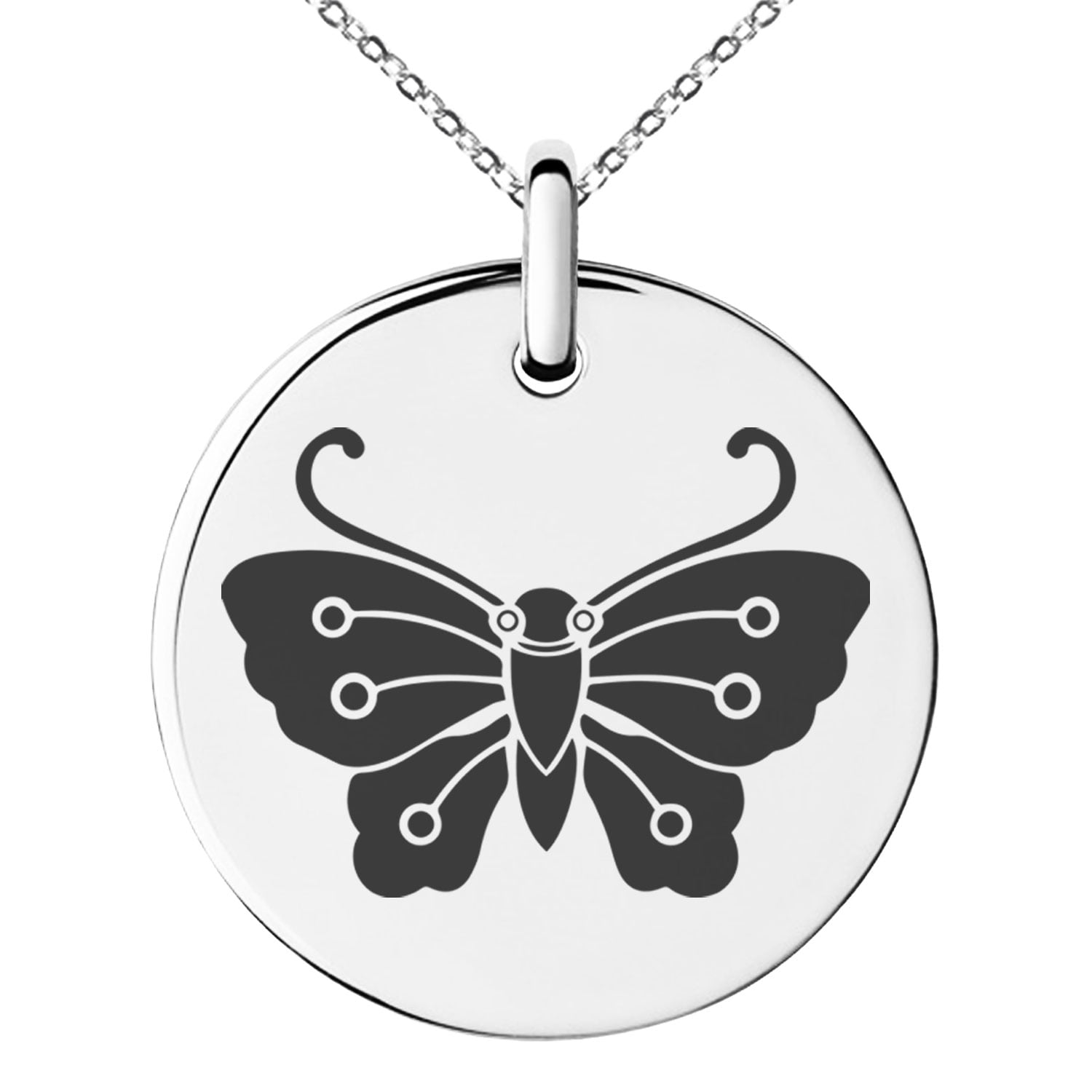 Stainless Steel Kawari Kocho Butterfly Kamon Crest Engraved Small