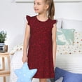 thumbnail image 4 of Balery Burgundy Floral Camisón de princesa para niñas, pijama de algodón con mangas abullonadas, suave y bonito.-Large, 4 of 6