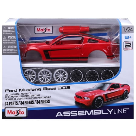 Maisto: Assembly Line Model Kit - 2012 Ford Mustang Boss 302 - Red, 1:24 Diecast Muscle Car, DIY Building Set, Pre-Painted Parts, Collectible Replica
