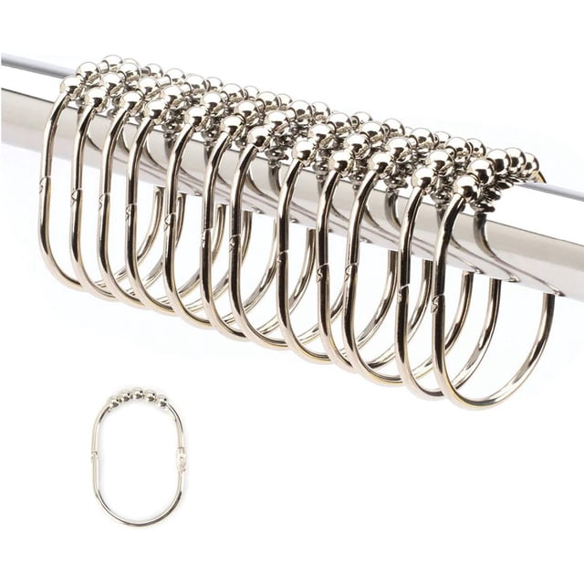 Wide Shower Curtain Rings Hooks, Stainless Steel Set Of 12