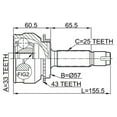 thumbnail image 2 of Febest OUTER CV JOINT 33X57X25 # 0410-044A43 OEM MN156464, 2 of 2